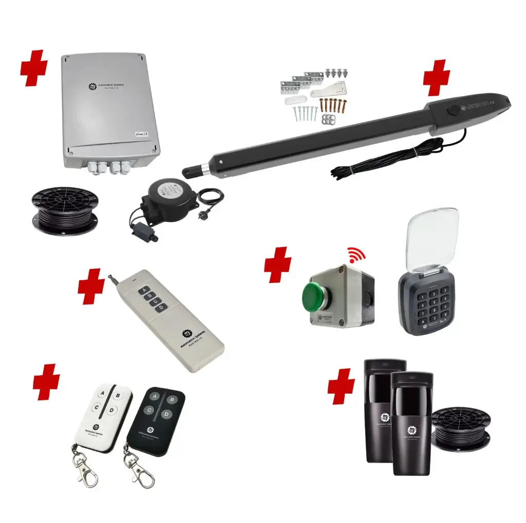 Orion LS Electric Farm Gate 24V Automatic Rural Swing Driveway Gate Opener Low Voltage Kit ROBUST Heavy Duty Design ENTRY KEYPAD and EXIT BUTTON KIT 