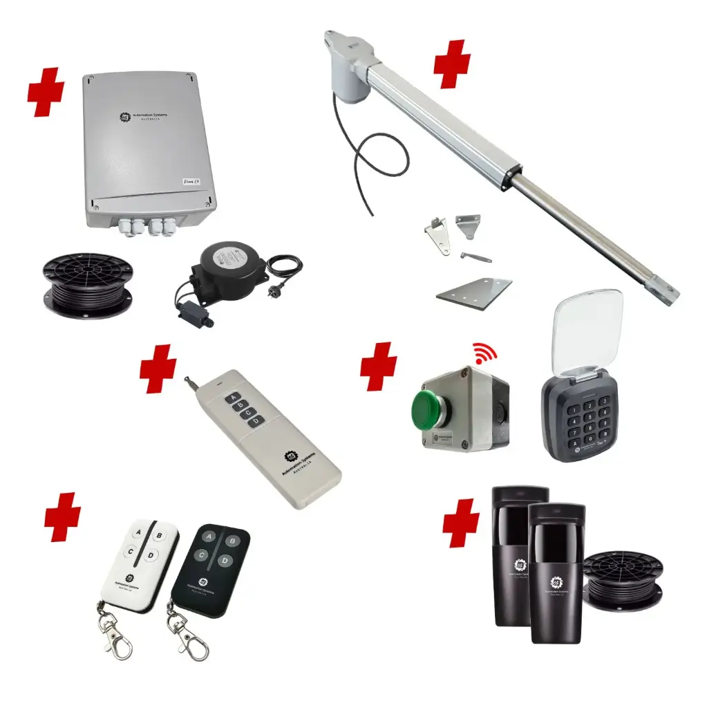 Viper 5 Long Stroke ITALIAN Electric Farm Gate 24V Automatic Rural Swing Driveway Gate Opener Low Voltage Kit ROBUST Heavy Duty Design ENTRY KEYPAD and EXIT BUTTON KIT 