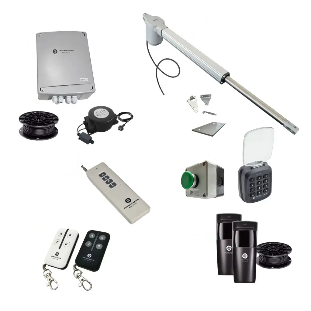 Viper 5 Long Stroke ITALIAN Electric Farm Gate 24V Automatic Rural Swing Driveway Gate Opener Low Voltage Kit ROBUST Heavy Duty Design ENTRY KEYPAD and EXIT BUTTON KIT 