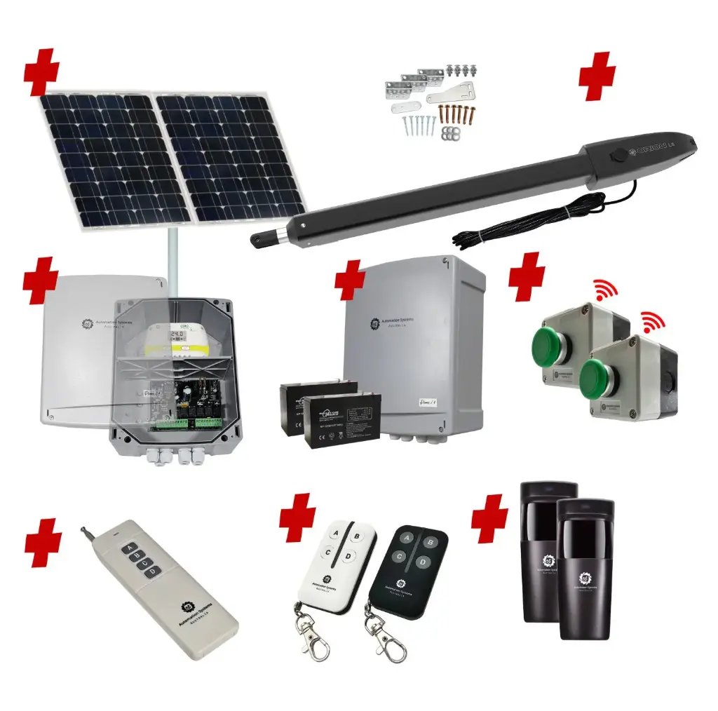 Orion LS Solar Powered Farm Gate 24V Automatic Rural Swing Driveway Gate Opener Solar Powered Kit ROBUST Heavy Duty Design ENTRY and EXIT BUTTON KIT 