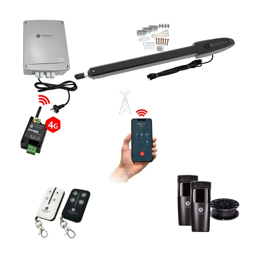 Orion LS Electric Farm Gate 24V Automatic Rural Swing Driveway Gate Opener 24 Volt Kit ROBUST Heavy Duty Design with 4G Mobile Control