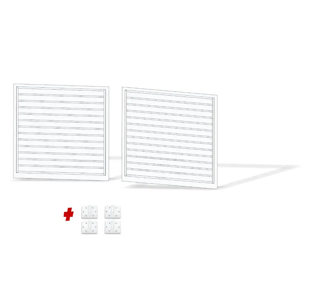 3600mm Double Swing Driveway Gates Opening (1500mm H) 3.6×1.5m Horizontal Slat Gate + Hinges (Pearl Gloss White Powder Coat)