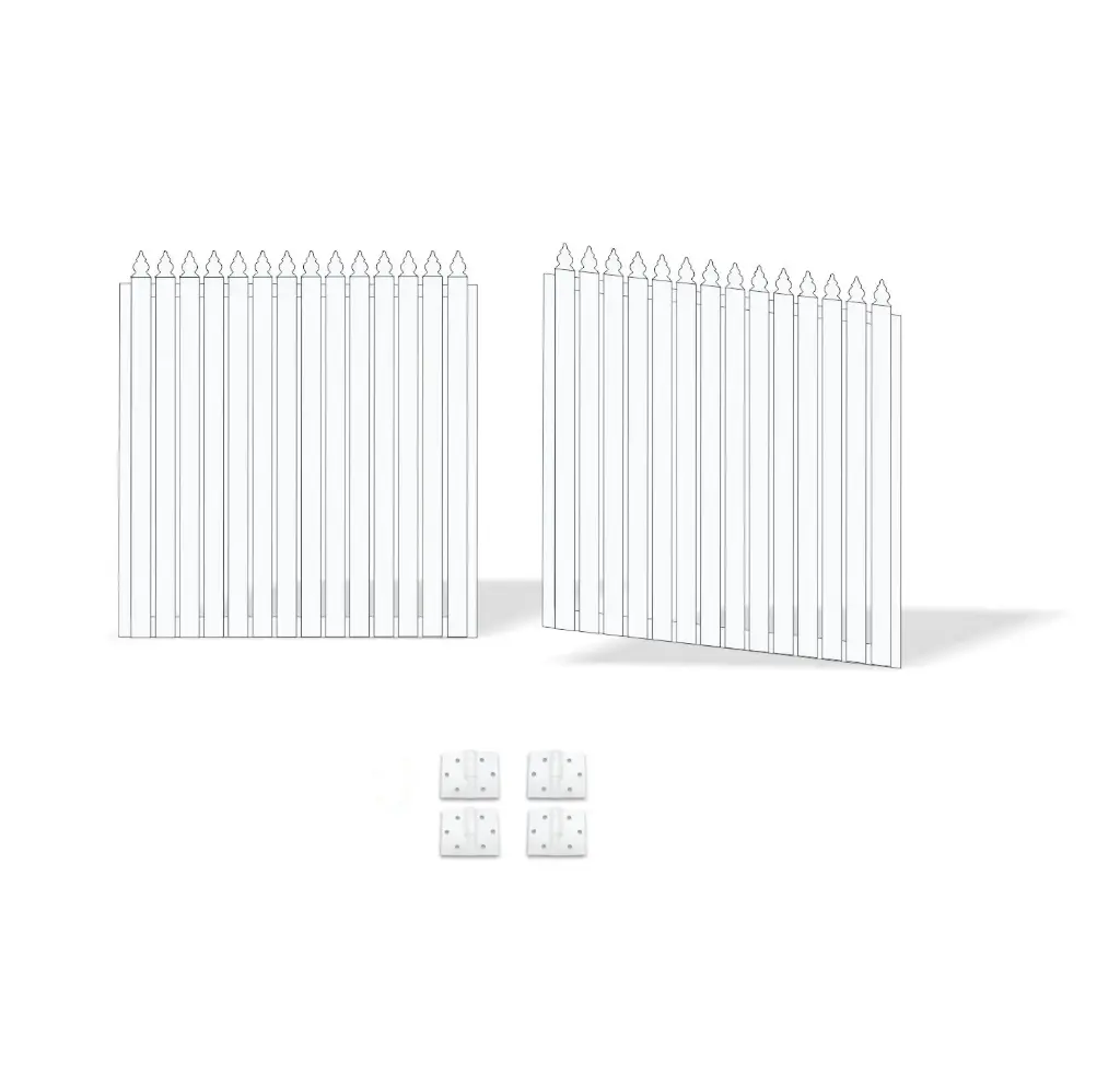 3000mm Double Swing Driveway Gates Opening (1600mm H) 3.0×1.6m Aluminum Picket Gate + Hinges (Pearl Gloss White Powder Coat)