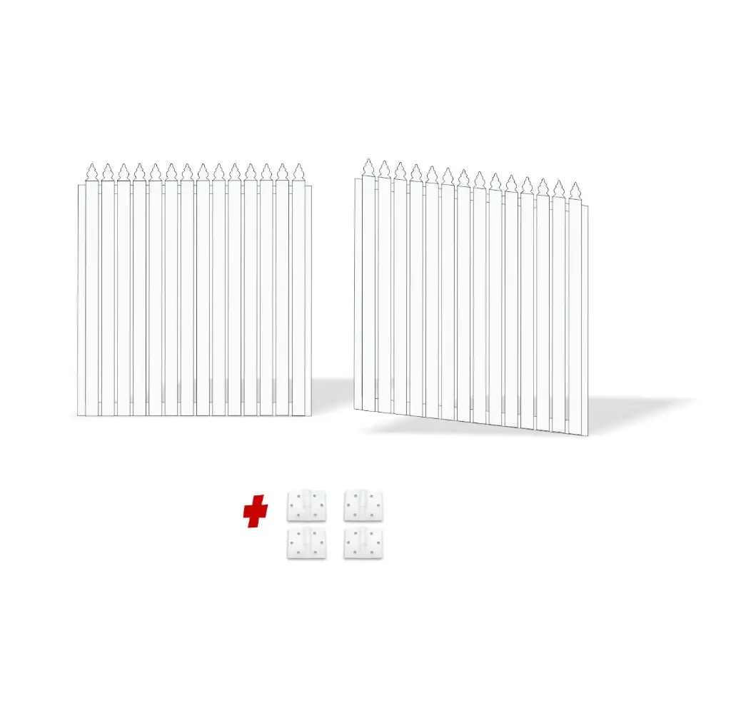 4200mm Double Swing Driveway Gates Opening (1600mm H) 4.2×1.6m Aluminum Picket Gate + Hinges (Pearl Gloss White Powder Coat)