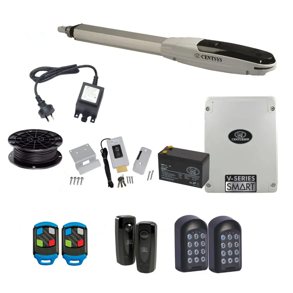 Centsys V500 Smart (24V) Single Swing Gate System with Two Keypads and Electric Lock