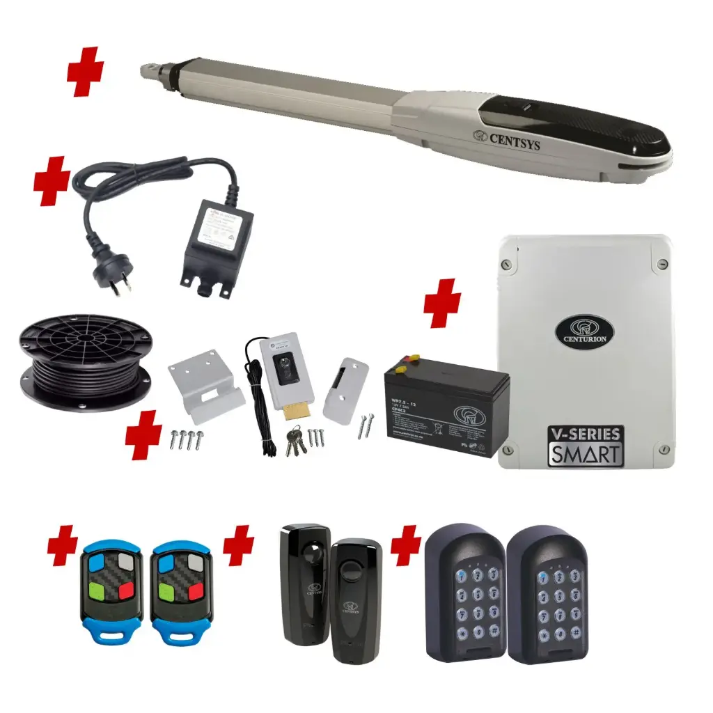 Centsys V500 Smart (24V) Single Swing Gate System with Two Keypads and Electric Lock