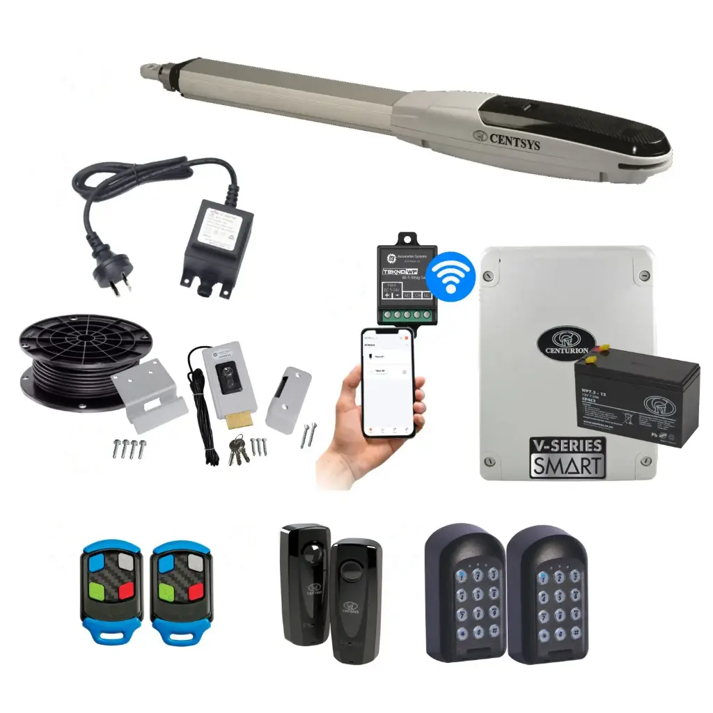 Centsys V500 Smart (24V) Single Swing Gate System with Mobile APP, Two Keypads and Electric Lock