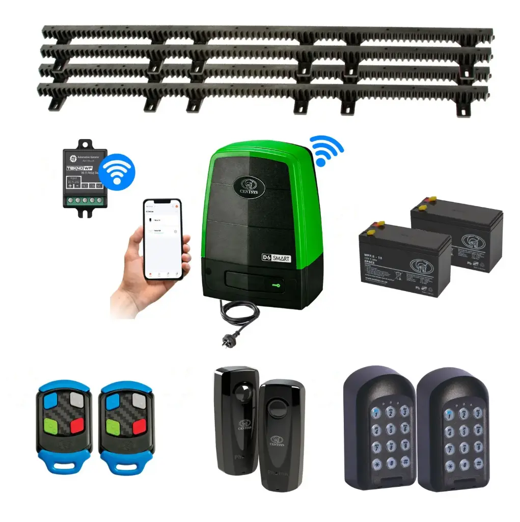 Centsys D6 Smart Commercial Grade (240V) 600KG Sliding Gate System with Dual Keypads and Mobile APP