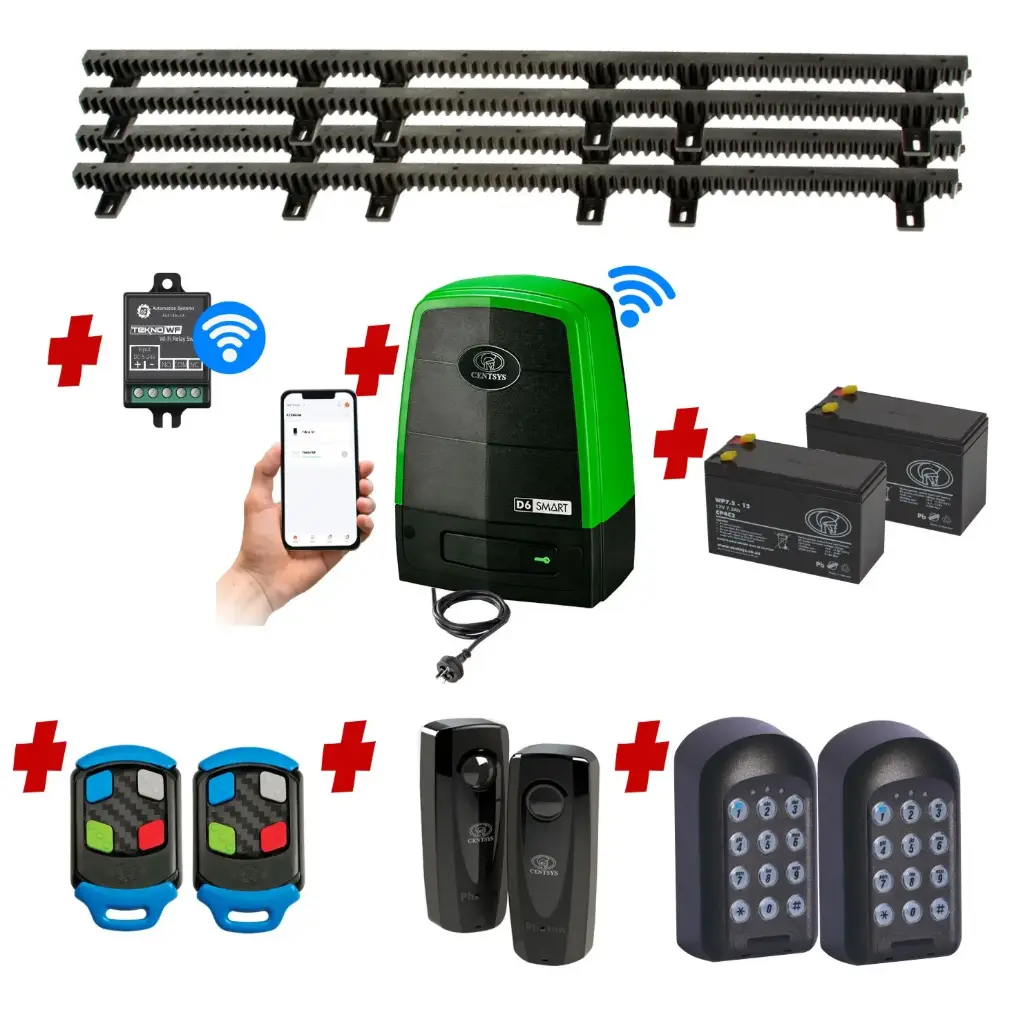 Centsys D6 Smart Commercial Grade (240V) 600KG Sliding Gate System with Dual Keypads and Mobile APP