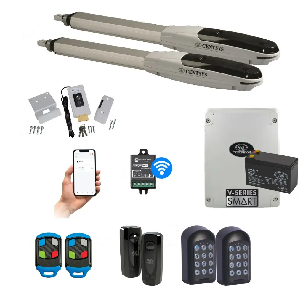 Centsys V500 Smart (240V) Double Swing Gate System with Mobile APP, Two Keypads and Electric Lock