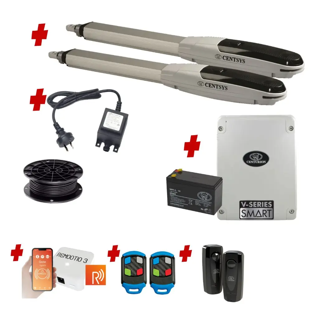 Centsys V500 Smart (24V) Double Swing Gate System with Remootio