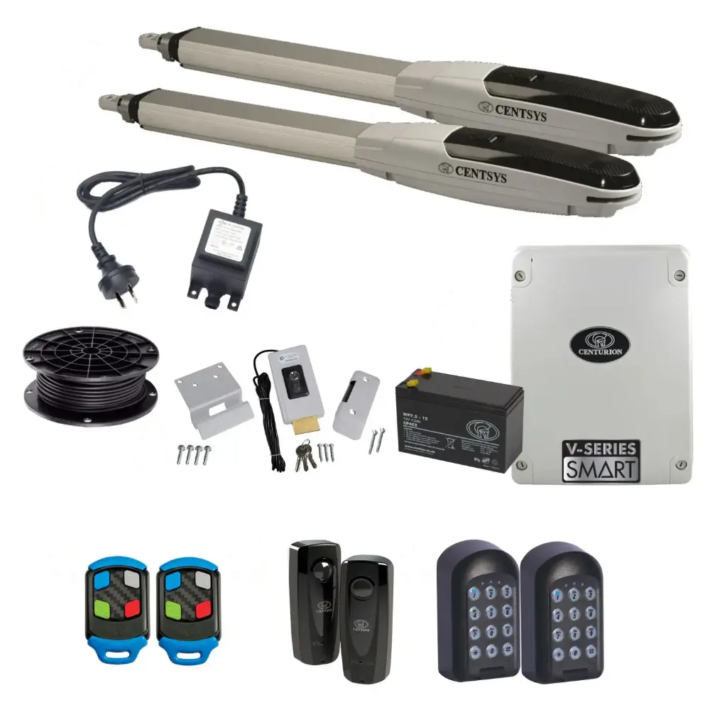 Centsys V500 Smart (24V) Double Swing Gate System with Two Keypads and Electric Lock
