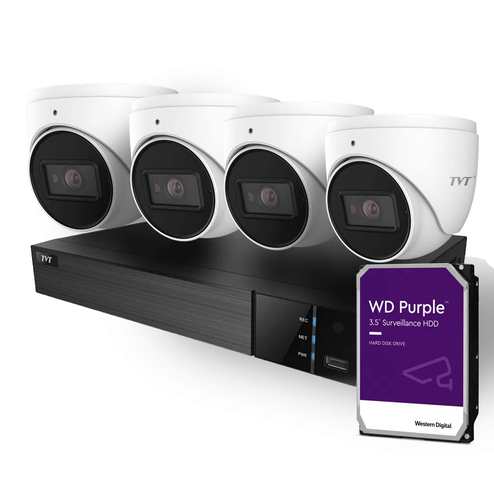 TVT 6MP 4 Camera – 4 Channel POE NVR Kit (NDAA Compliant) Includes 2TB HDD