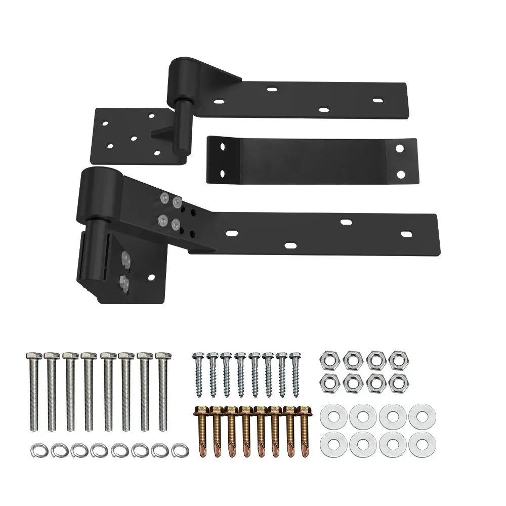 Left Side ADJUSTABLE Rising Tilting Swing Gate Hinge System (Matt Black)