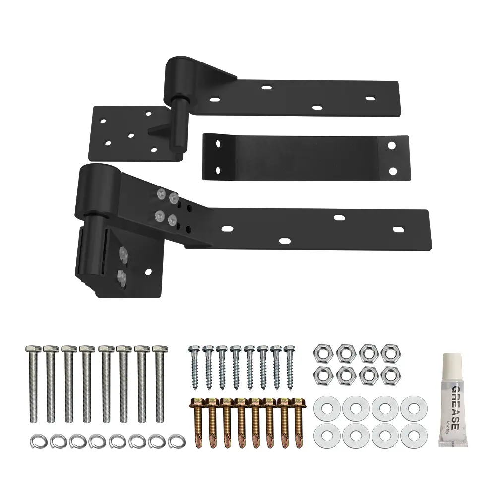 Left Side ADJUSTABLE Rising Tilting Swing Gate Hinge System (Matt Black)