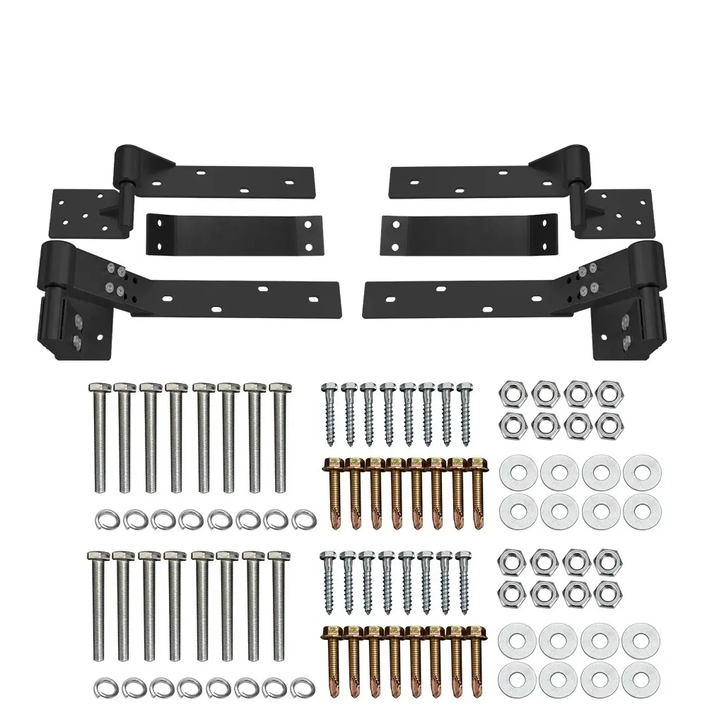 Left and Right Side ADJUSTABLE Rising Tilting Swing Gate Hinge System (Matt Black)