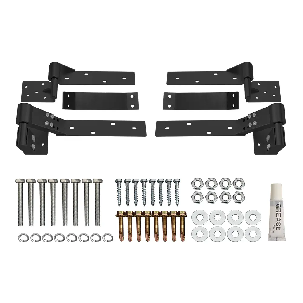 Left and Right Side ADJUSTABLE Rising Tilting Swing Gate Hinge System (Matt Black)