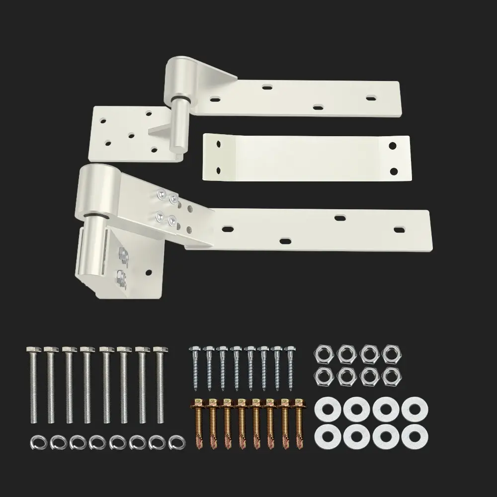 Left Side ADJUSTABLE Rising Tilting Swing Gate Hinge System (Gloss White)