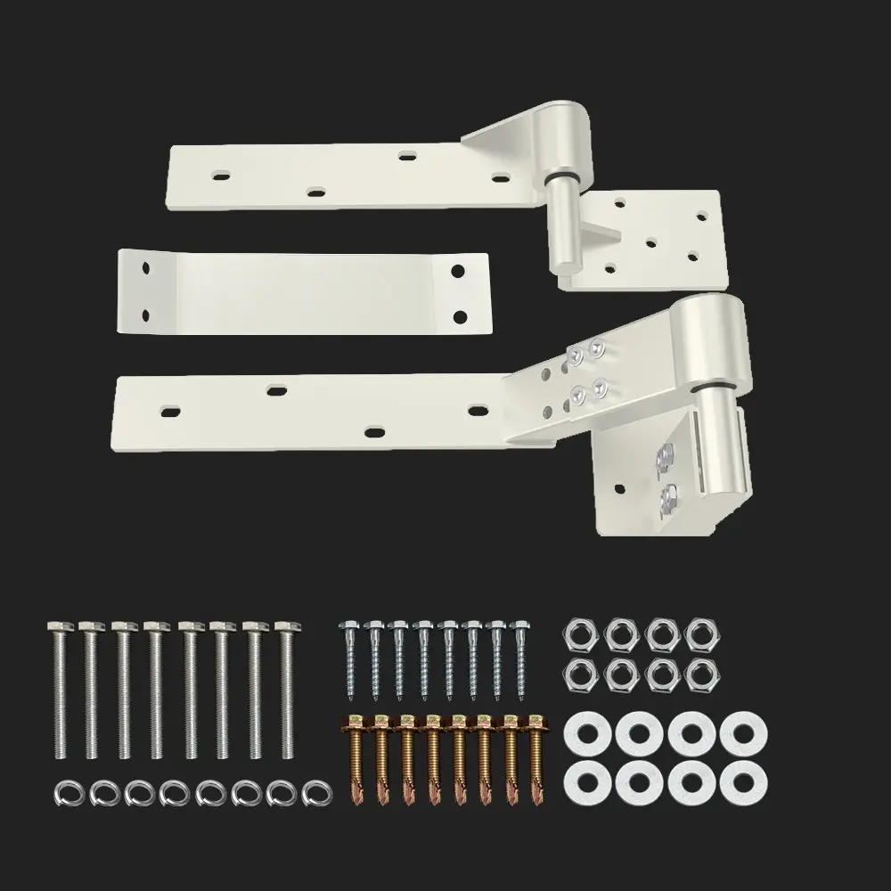 Right Side ADJUSTABLE Rising Tilting Swing Gate Hinge System (Gloss White)