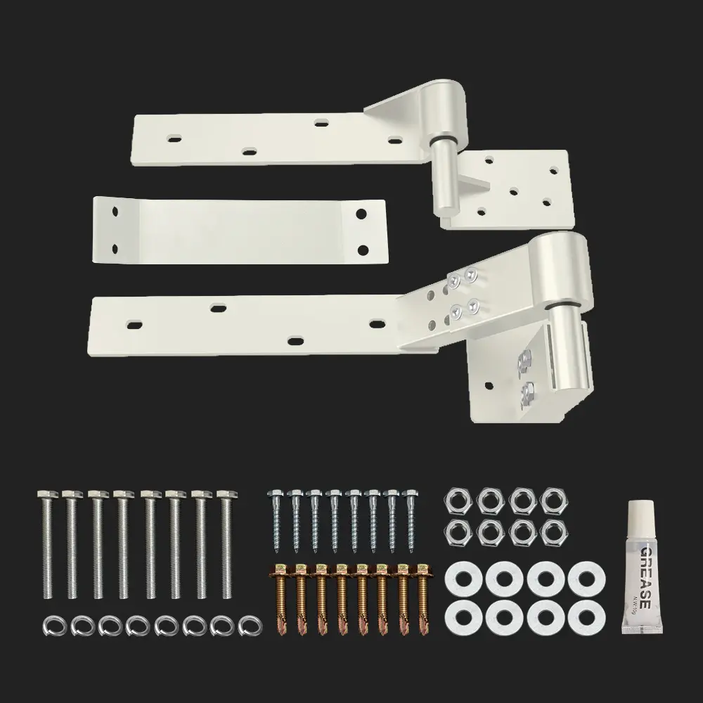 Right Side ADJUSTABLE Rising Tilting Swing Gate Hinge System (Gloss White)