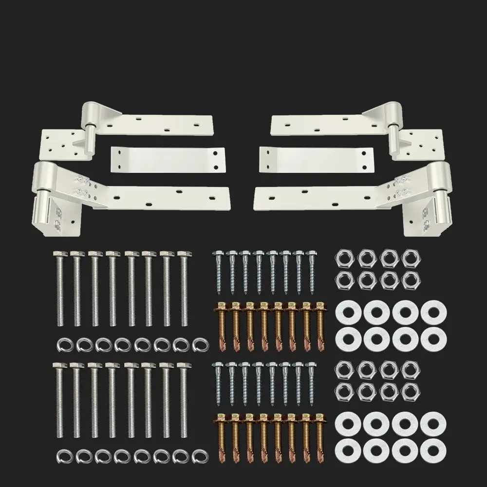 Left and Right Side ADJUSTABLE Rising Tilting Swing Gate Hinge System (Gloss White)