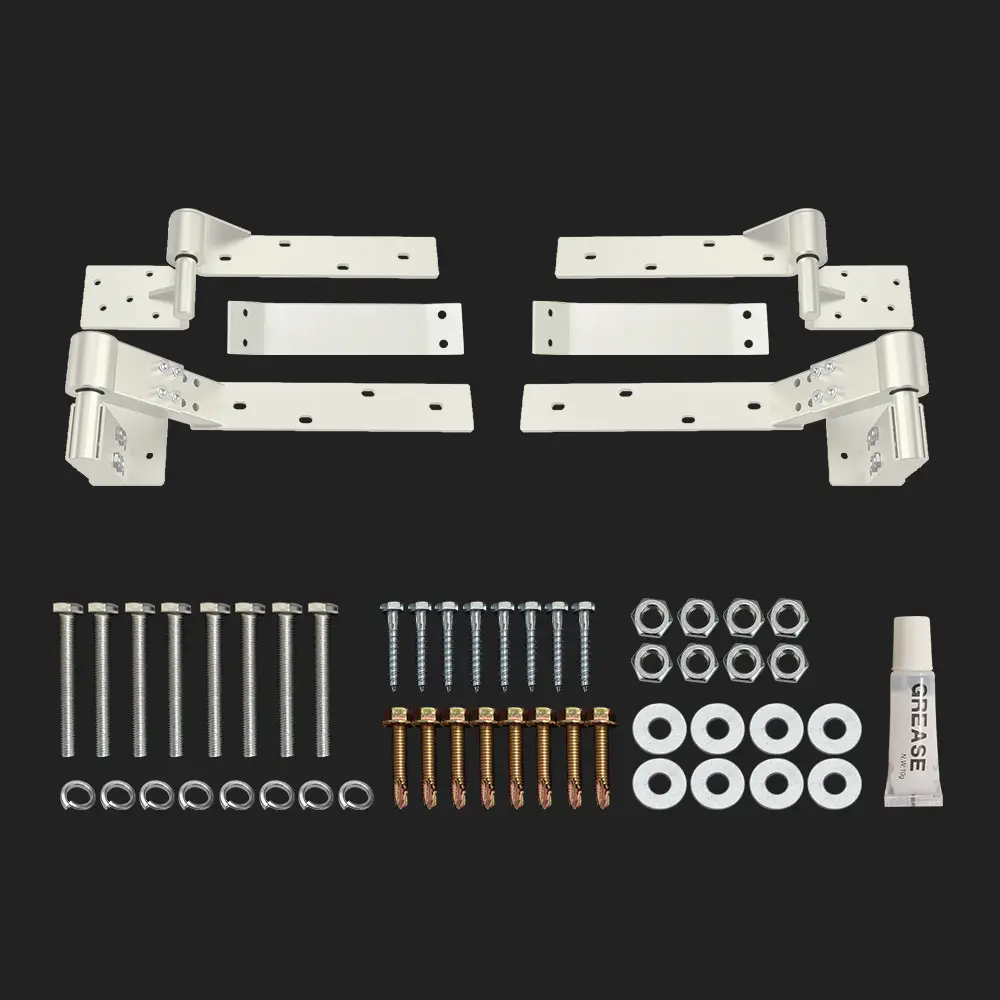 Left and Right Side ADJUSTABLE Rising Tilting Swing Gate Hinge System (Gloss White)