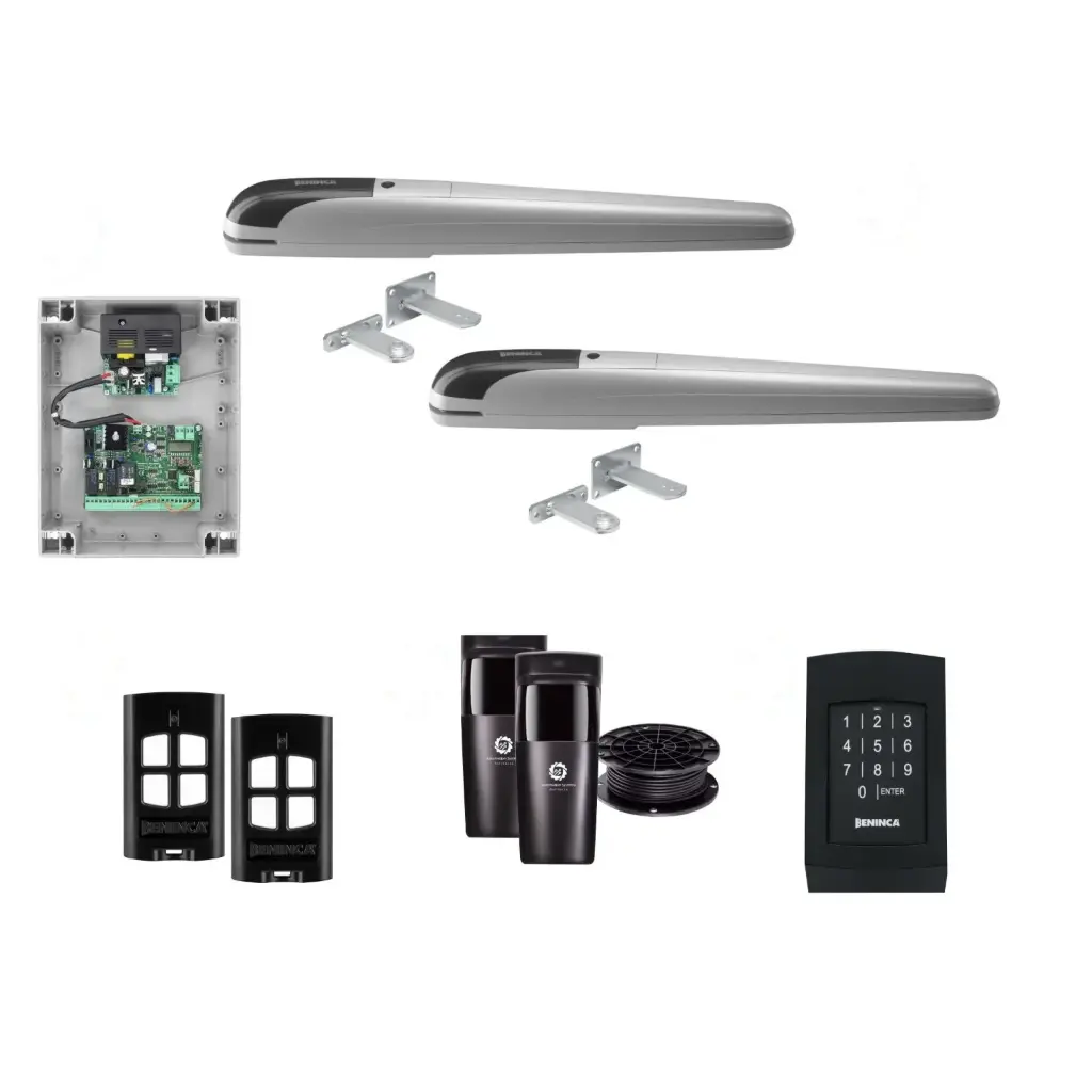 BOB 5 High Thrust Long Stroke ITALIAN Electric 24V Low Voltage Automatic Double Swing Driveway Gate Opener Kit ROBUST Heavy Duty Design with Keypad Pin Code 