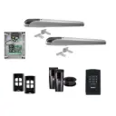 BOB 5 High Thrust Long Stroke ITALIAN Electric 24V Low Voltage Automatic Double Swing Driveway Gate Opener Kit ROBUST Heavy Duty Design with Keypad Pin Code 