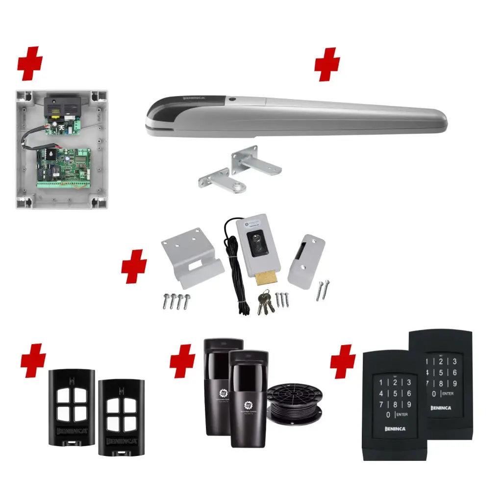 BOB 5 High Thrust Long Stroke ITALIAN Electric 24V Low Voltage Automatic Swing Driveway Gate Opener Kit ROBUST Heavy Duty Design with TWO Keypads Entry Exit