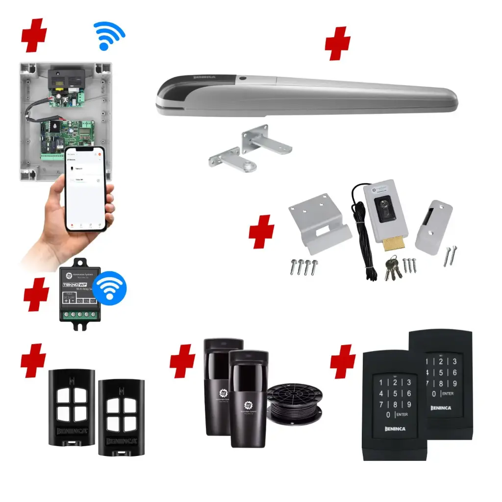 BOB 5 High Thrust Long Stroke ITALIAN Electric 24V Low Voltage Automatic Swing Driveway Gate Opener Kit ROBUST Heavy Duty Design with Wifi Mobile App Control and Keypad Entry Exit 