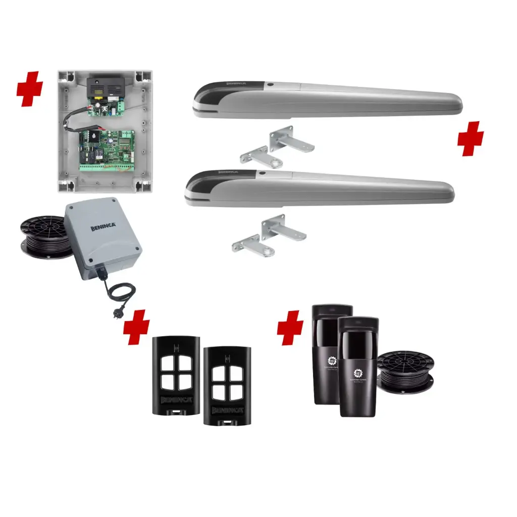 BOB 5 High Thrust Long Stroke ITALIAN Low Voltage 24V Automatic Double Swing Driveway Gate Opener 24 Volt Kit ROBUST Heavy Duty Design for Trade Installers 