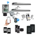 BOB 5 High Thrust Long Stroke ITALIAN Low Voltage 24V Automatic Double Swing Driveway Gate Opener 24 Volt Kit with Wifi Mobile App Control and Keypad Entry Exit