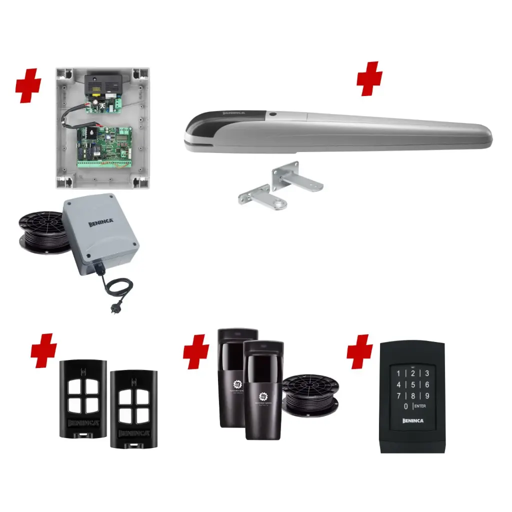 BOB 5 High Thrust Long Stroke ITALIAN Low Voltage 24V Automatic Swing Driveway Gate Opener 24 Volt Kit ROBUST Heavy Duty Design with Keypad Pin Code