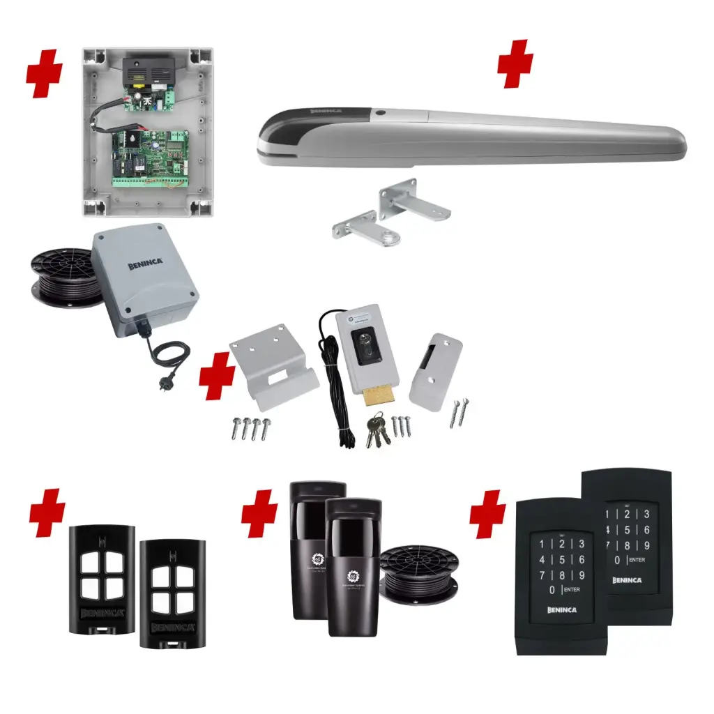 BOB 5 High Thrust Long Stroke ITALIAN Low Voltage 24V Automatic Swing Driveway Gate Opener 24 Volt Kit ROBUST Heavy Duty Design with TWO Keypads Entry Exit