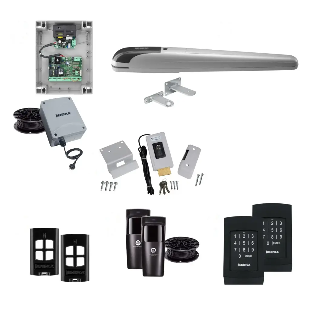 BOB 5 High Thrust Long Stroke ITALIAN Low Voltage 24V Automatic Swing Driveway Gate Opener 24 Volt Kit ROBUST Heavy Duty Design with TWO Keypads Entry Exit