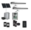 BOB 5 High Thrust Long Stroke ITALIAN Solar Powered Automatic Double Swing Driveway Gate Opener 24 Volt Kit ROBUST Heavy Duty Design with Keypad Pin Code