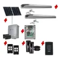 BOB 5 High Thrust Long Stroke ITALIAN Solar Powered Automatic Double Swing Driveway Gate Opener 24 Volt Kit ROBUST Heavy Duty Design with Keypad Pin Code