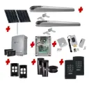 BOB 5 High Thrust Long Stroke ITALIAN Solar Powered Automatic Double Swing Driveway Gate Opener 24 Volt Kit ROBUST Heavy Duty Design with TWO Keypads Entry Exit
