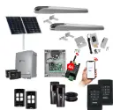 BOB 5 High Thrust Long Stroke ITALIAN Solar Powered Automatic Double Swing Driveway Gate Opener 24 Volt Kit ROBUST Heavy Duty Design with Wifi Mobile App Control and Keypad Entry 