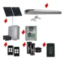 BOB 5 High Thrust Long Stroke ITALIAN Solar Powered Automatic Swing Driveway Gate Opener 24 Volt Kit ROBUST Heavy Duty Design with TWO Keypads Entry Exit