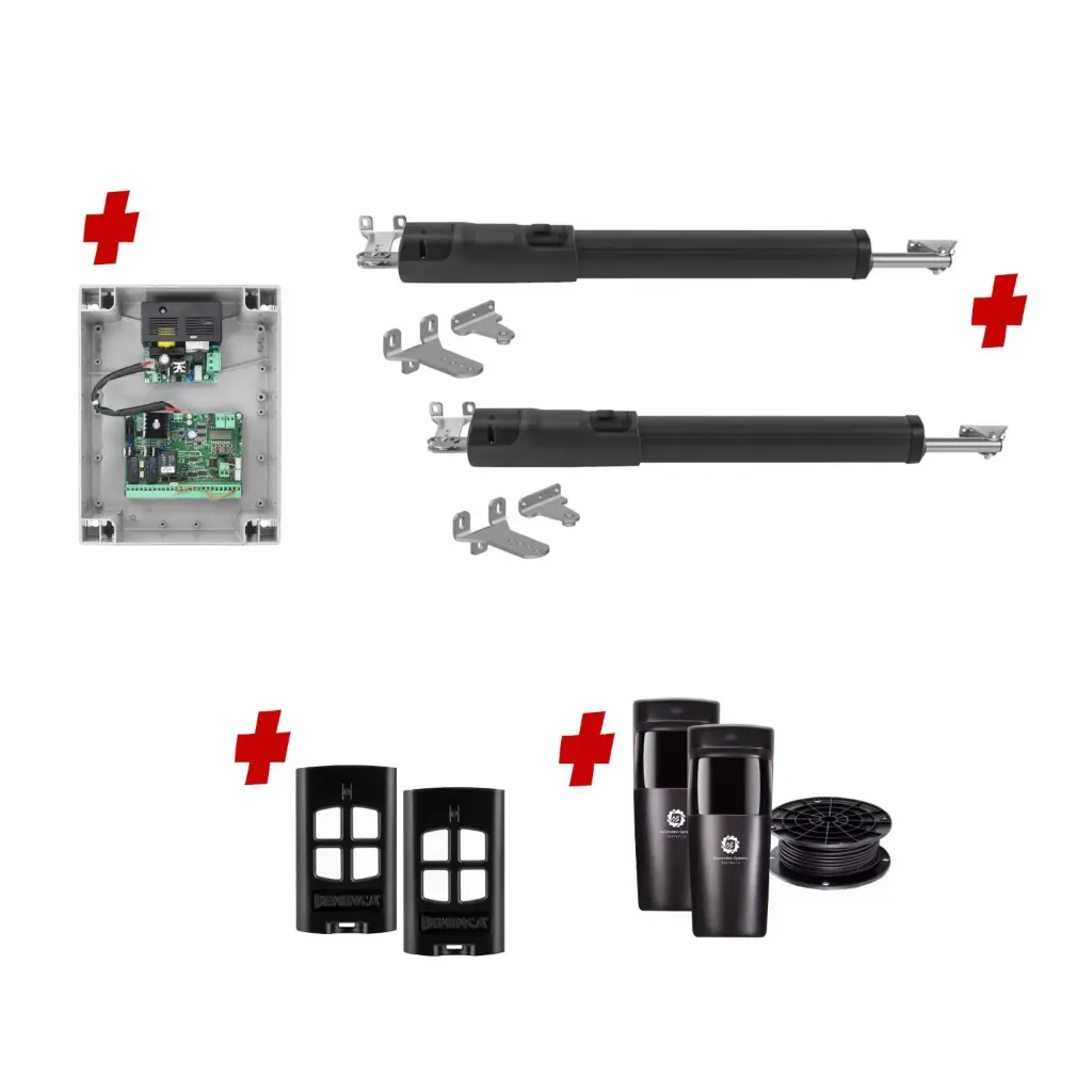 TOM 5 Telescopic Long Stroke ITALIAN Electric 24V Low Voltage Automatic Double Swing Driveway Gate Opener Kit ROBUST Heavy Duty Design for Trade Installers