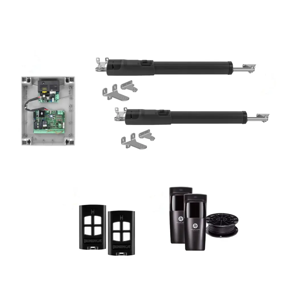 TOM 5 Telescopic Long Stroke ITALIAN Electric 24V Low Voltage Automatic Double Swing Driveway Gate Opener Kit ROBUST Heavy Duty Design for Trade Installers