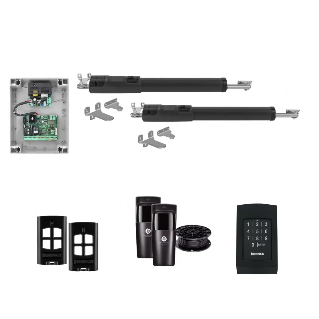 TOM 5 Telescopic Long Stroke ITALIAN Electric 24V Low Voltage Automatic Double Swing Driveway Gate Opener Kit ROBUST Heavy Duty Design with Keypad Pin Code