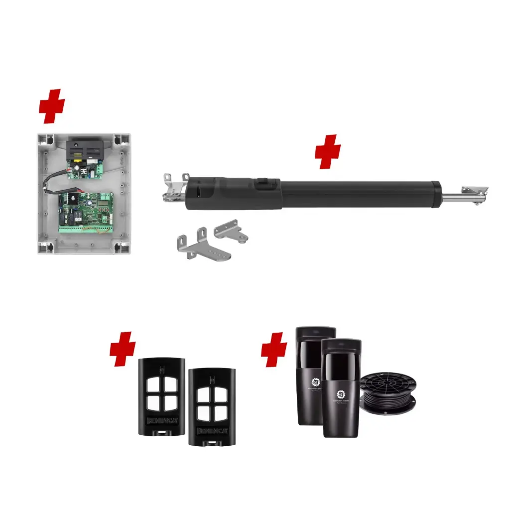TOM 5 Telescopic Long Stroke ITALIAN Electric 24V Low Voltage Automatic Swing Driveway Gate Opener Kit ROBUST Heavy Duty Design for Trade Installers