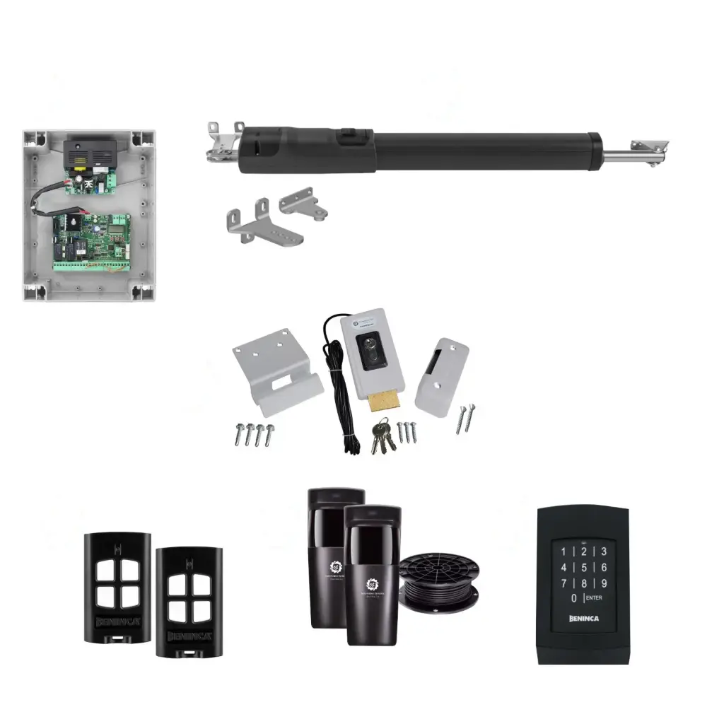 TOM 5 Telescopic Long Stroke ITALIAN Electric 24V Low Voltage Automatic Swing Driveway Gate Opener Kit ROBUST Heavy Duty Design with TWO Keypads Entry Exit