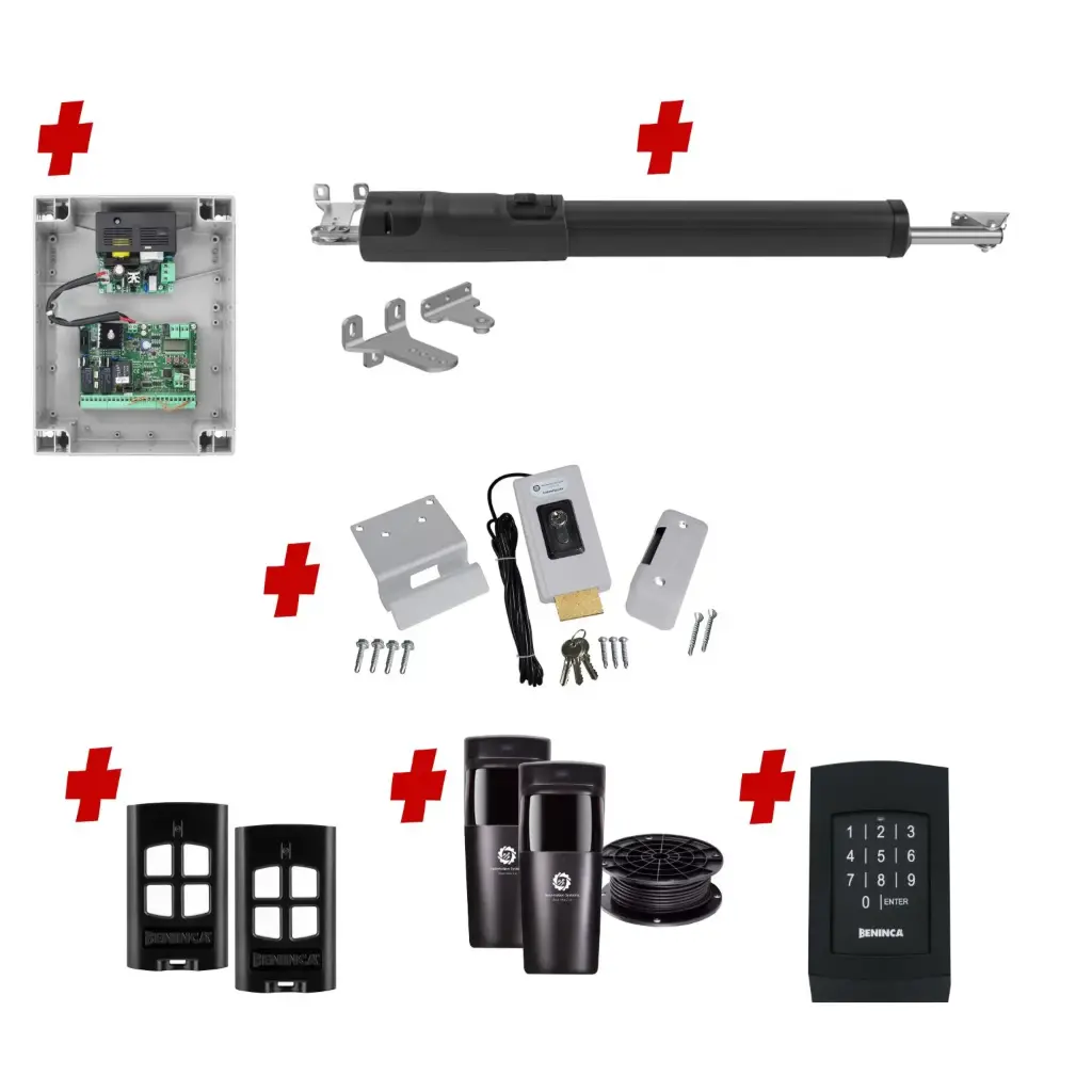 TOM 5 Telescopic Long Stroke ITALIAN Electric 24V Low Voltage Automatic Swing Driveway Gate Opener Kit ROBUST Heavy Duty Design with TWO Keypads Entry Exit