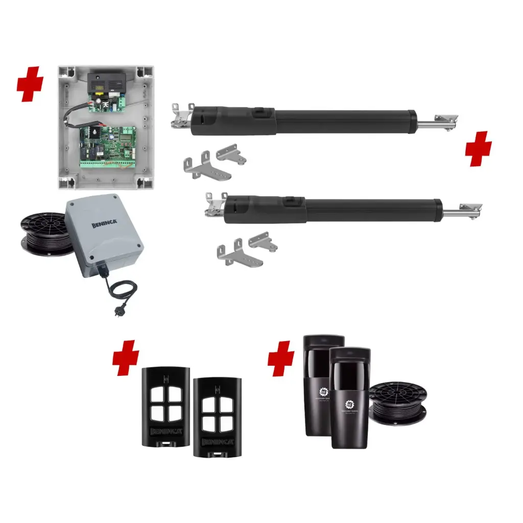 TOM 5 Telescopic Long Stroke ITALIAN Low Voltage 24V Automatic Double Swing Driveway Gate Opener 24 Volt Kit ROBUST Heavy Duty Design for Trade Installers