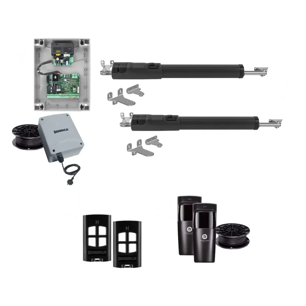 TOM 5 Telescopic Long Stroke ITALIAN Low Voltage 24V Automatic Double Swing Driveway Gate Opener 24 Volt Kit ROBUST Heavy Duty Design for Trade Installers