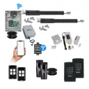 TOM 5 Telescopic Long Stroke ITALIAN Low Voltage 24V Automatic Double Swing Driveway Gate Opener 24 Volt Kit with Wifi Mobile App Control and Keypad Entry Exit