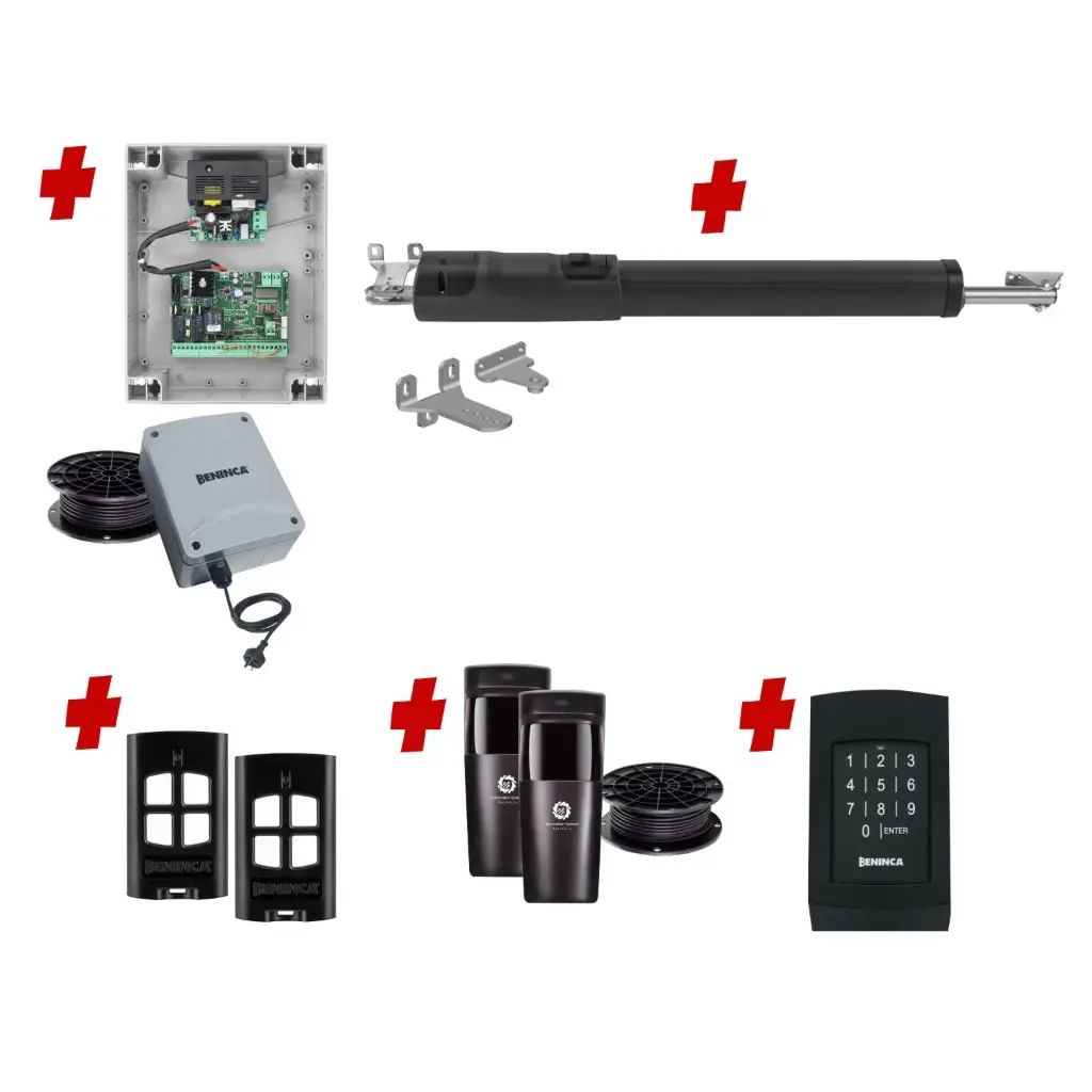 TOM 5 Telescopic Long Stroke ITALIAN Low Voltage 24V Automatic Swing Driveway Gate Opener 24 Volt Kit ROBUST Heavy Duty Design with Keypad Pin Code